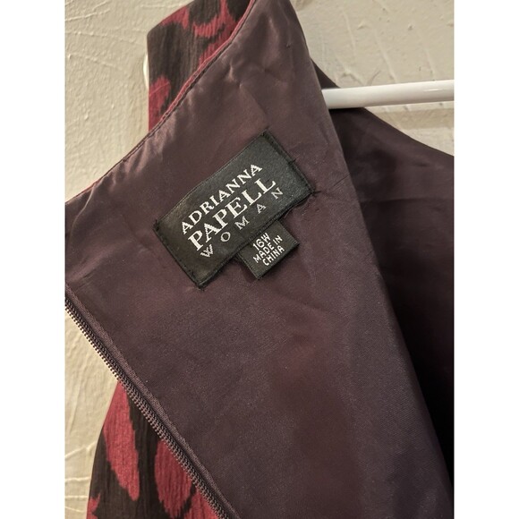 ADRIANNA PAPELL 16W Red & Black Floral Formal Cocktail Business Dress Plus Size - Picture 4 of 4